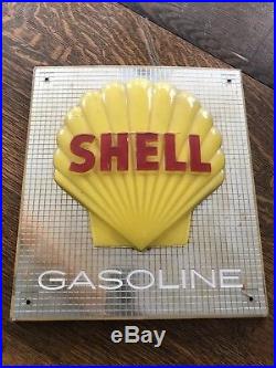 Shell Oil Co. 11 X 12 1/4 Vintage Premium Gold Plastic Gas Pump Sign
