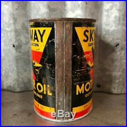 Skyway Motor Oil Quart Can Metal Lubbock TX Vintage