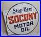 Socony Motor Oil Large Double Sided Vintage-style Porcelain Sign Flange