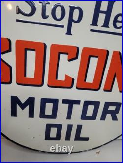 Socony Motor Oil Large Double Sided Vintage-style Porcelain Sign Flange