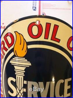 Standard Oil Company Visible Gas Pump Sign Service Porcelain Antique Vintage