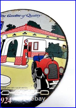 Standard Oil Crown Gasoline Vintage Porcelain Sign Pump Plate Advertising