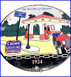 Standard Oil Crown Gasoline Vintage Porcelain Sign Pump Plate Advertising