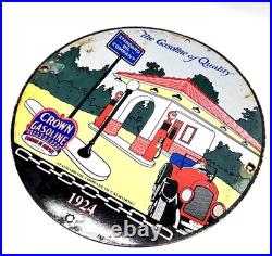 Standard Oil Crown Gasoline Vintage Porcelain Sign Pump Plate Advertising