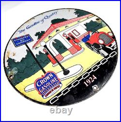 Standard Oil Crown Gasoline Vintage Porcelain Sign Pump Plate Advertising