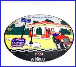 Standard Oil Crown Gasoline Vintage Porcelain Sign Pump Plate Advertising