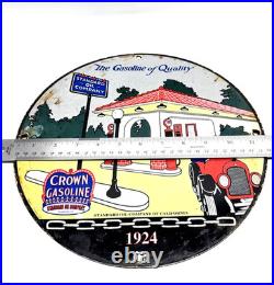 Standard Oil Crown Gasoline Vintage Porcelain Sign Pump Plate Advertising