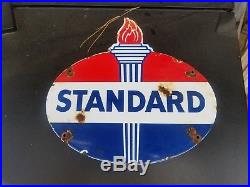 Standard Oil pump plate lubester Vintage gas station steel porcelain sign