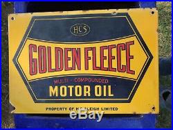 Super Rare Vintage Golden Fleece Enamel Sign Oil Bottle Rack Sign