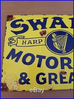 Swarc Harp Brand Motor Oil Grease Porcelain Sign Gas station Vintage Decor farm