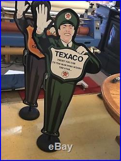 TEXACO GAS OIL Sign 47 On Cast Iron Base Vintage Look Gas Oil Advertising
