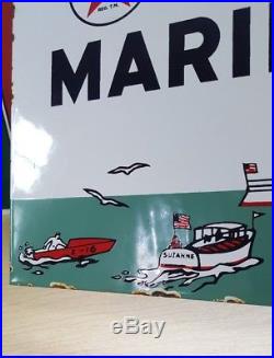 TEXACO MARINE MOTOR OIL porcelain sign vintage boat outboard oil dealer