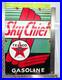 TEXACO SKY CHIEF 18 GENUINE VINTAGE FLT Gas Pump Service Station Porcelain Sign