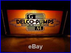 Ultra Rare, Vintage Gm Delco Pumps Gm Antique Lit Sign, Ac Chev Gmc Oil Gas Wow