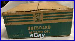 Unopened Case Vintage Cities Service Outboard Motor Oil 8 oz 12 Cans RARE