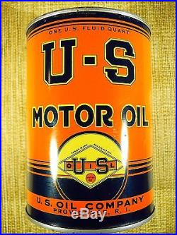 VERY Rare & Highly Collectible US Motor Oil Can, FULL, SAE 10W (MINT) Vintage