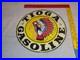 VINTAGE 11 3/4 in TIOGA GASOLINE INDIAN CHIEF PORCELAIN METAL KANSAS OIL SIGN