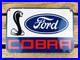 VINTAGE 12x8 FORD COBRA DEALERSHIP GAS STATION PORCELAIN OIL ADVERTISING SIGN