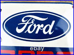 VINTAGE 12x8 FORD COBRA DEALERSHIP GAS STATION PORCELAIN OIL ADVERTISING SIGN