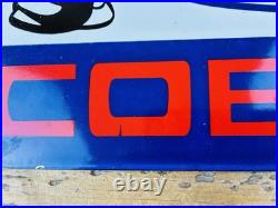 VINTAGE 12x8 FORD COBRA DEALERSHIP GAS STATION PORCELAIN OIL ADVERTISING SIGN