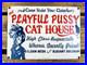 VINTAGE 12x8 PLAYFUL PUSSY CAT HOUSE OIL PORCELAIN GASOLINE ADVERTISING SIGN