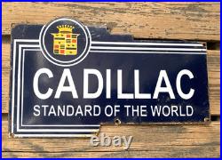 VINTAGE 15x9 CADILLAC SERVICE PORCELAIN SALES DEALERSHIP GAS STATION OIL SIGN