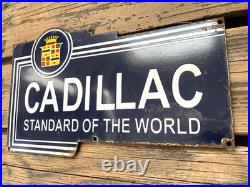 VINTAGE 15x9 CADILLAC SERVICE PORCELAIN SALES DEALERSHIP GAS STATION OIL SIGN