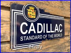 VINTAGE 15x9 CADILLAC SERVICE PORCELAIN SALES DEALERSHIP GAS STATION OIL SIGN