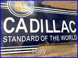 VINTAGE 15x9 CADILLAC SERVICE PORCELAIN SALES DEALERSHIP GAS STATION OIL SIGN