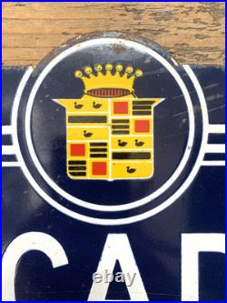 VINTAGE 15x9 CADILLAC SERVICE PORCELAIN SALES DEALERSHIP GAS STATION OIL SIGN