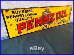 Vintage 1920'ssuper Rare Pennzoil Motor Oil 36 Embossed Tin Gas Oil Sign