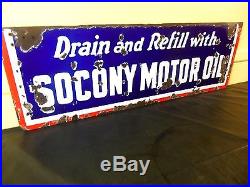 Vintage 1930rare Socony Motor Oil Porcelain Sign Mobil Gas Oil