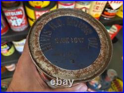 VINTAGE 1930s FULL NOS HyVis HD (NY) 1 QUART MOTOR OIL CAN RARE NICE FOR AGE