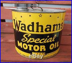 Vintage 1937 Wadhams Special Motor Oil Can 2.5 Gallon Advertising Display