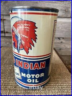 VINTAGE 1940's MCCOLL-FRONTENAC RED INDIAN AVIATION MOTOR OIL IMPERIAL QUART CAN