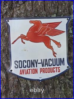 VINTAGE 1950'S SOCONY-VACUUM PEGASUS AVIATION PRODUCTS PORCELAIN SIGN 12.5x12 VINTAGE 1950'S SOCONY-VACUUM PEGASUS AVIATION PRODUCTS PORCELAIN SIGN 12.5x12