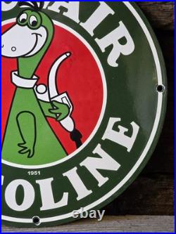 VINTAGE 1951 SINCLAIR GASOLINE PORCELAIN GAS STATION FUEL PUMP SIGN 12 WithDINO