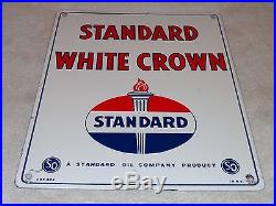 Vintage 1951 Standard White Crown 15 X 12 Porcelain Gas & Oil Sign! Pump Plate