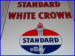 Vintage 1951 Standard White Crown 15 X 12 Porcelain Gas & Oil Sign! Pump Plate
