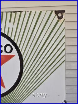 VINTAGE 1955 Texaco Diesel Fuel 2 Porcelain Advertising Sign (Green) 18 X 12