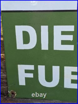 VINTAGE 1955 Texaco Diesel fuel 2 Porcelain Advertising Sign (Green) 18 X 12