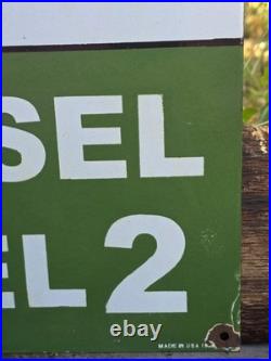 VINTAGE 1955 Texaco Diesel fuel 2 Porcelain Advertising Sign (Green) 18 X 12