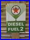VINTAGE 1955 Texaco Diesel fuel 2 Porcelain DEALERSHIP Sign (Green) 18 X 12