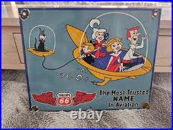 VINTAGE 1963 PHILLIPS 66 12x10 GASOLINE THE JETSONS MOTOR OIL PORCELAIN SIGN