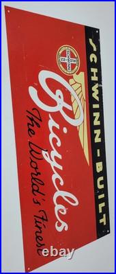 VINTAGE 20x10 SCHWINN BIKE BICYCLE METAL SIGN. BICYCLES promo advertising VINTAGE 20x10 SCHWINN BIKE BICYCLE METAL SIGN. BICYCLES promo advertising