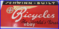 VINTAGE 20x10 SCHWINN BIKE BICYCLE METAL SIGN. BICYCLES promo advertising VINTAGE 20x10 SCHWINN BIKE BICYCLE METAL SIGN. BICYCLES promo advertising