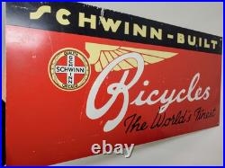 VINTAGE 20x10 SCHWINN BIKE BICYCLE METAL SIGN. BICYCLES promo advertising VINTAGE 20x10 SCHWINN BIKE BICYCLE METAL SIGN. BICYCLES promo advertising