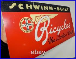VINTAGE 20x10 SCHWINN BIKE BICYCLE METAL SIGN. BICYCLES promo advertising VINTAGE 20x10 SCHWINN BIKE BICYCLE METAL SIGN. BICYCLES promo advertising