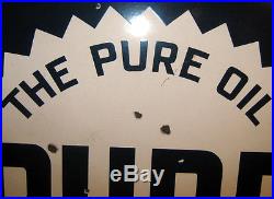 Vintage 42 Pure Oil Company 2-sided Porcelain Oil Sign