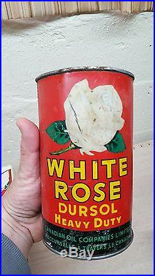 VINTAGE ADVERTISING WHITE ROSE DURSOL Motor Oil sign tin canadian can